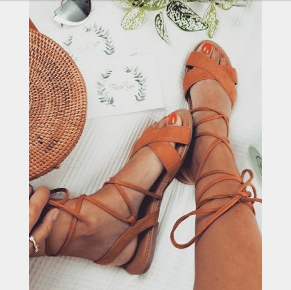 Shoes - The Thiva// camel lace up sandal